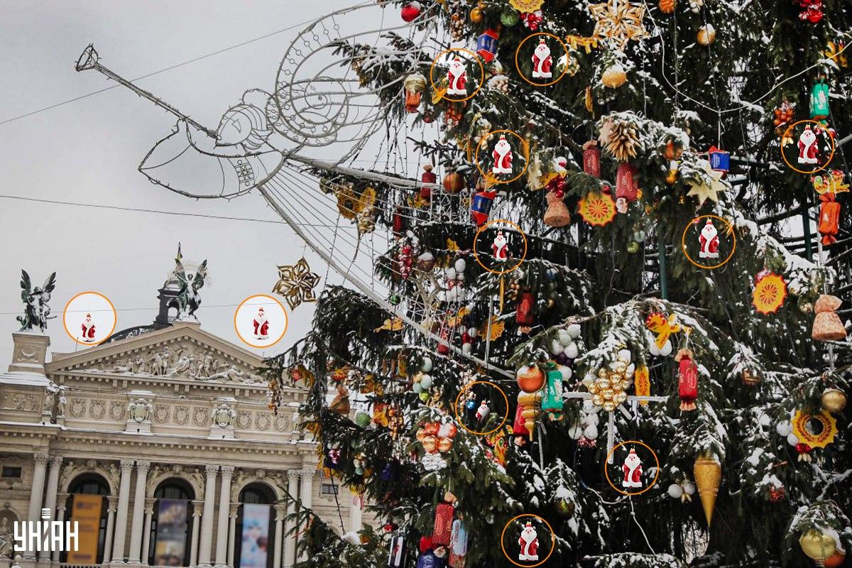 Řešení hádanky s vyznačenými figurkami Dědy Mráze