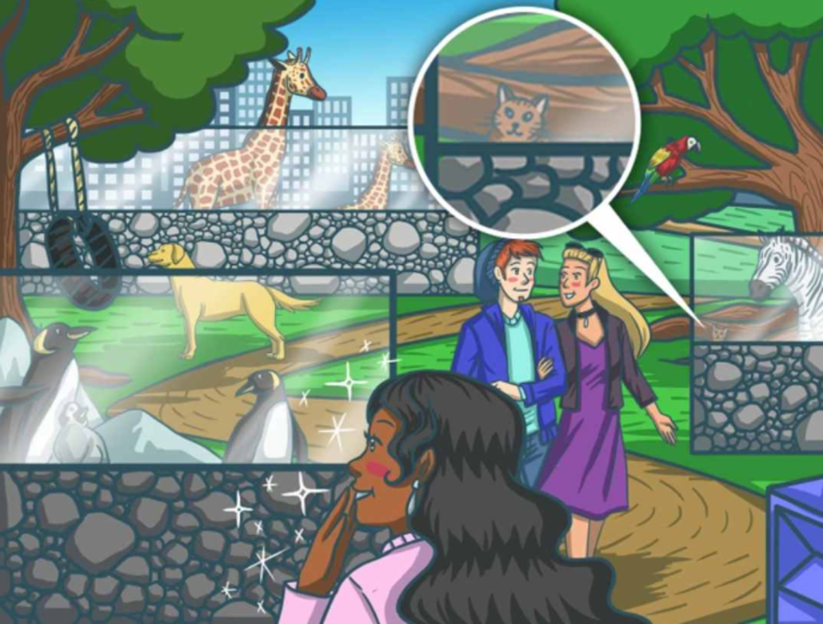 Kočku na skládačce je těšké rychle najít / Bright Side drawing