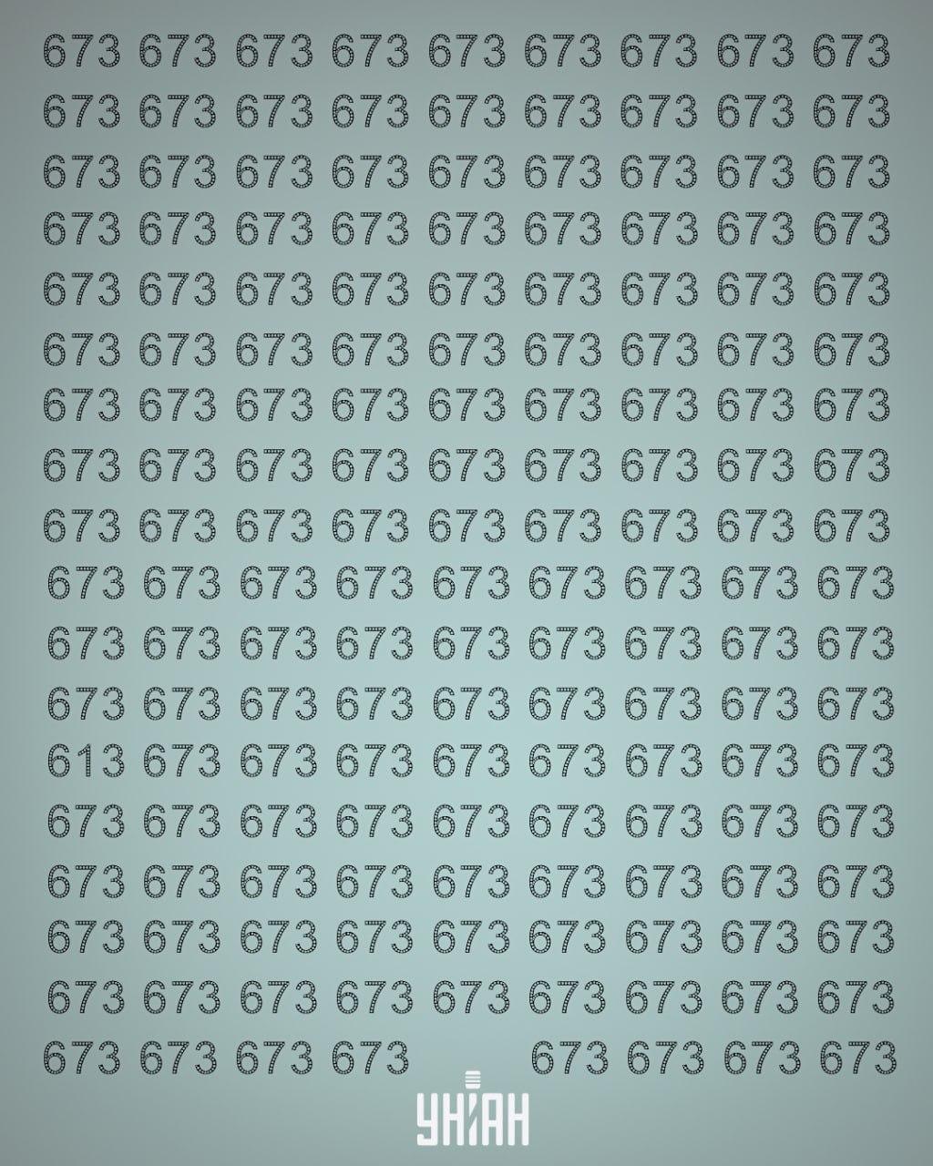 Najděte odlišné číslo Ilustrace hlavolamu s čísly 673