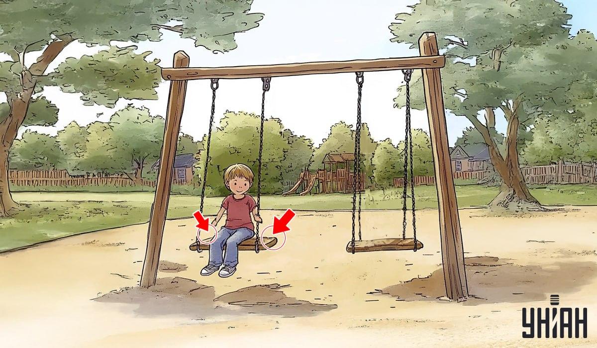 Obrázek parku s lidmi k hledání chyby