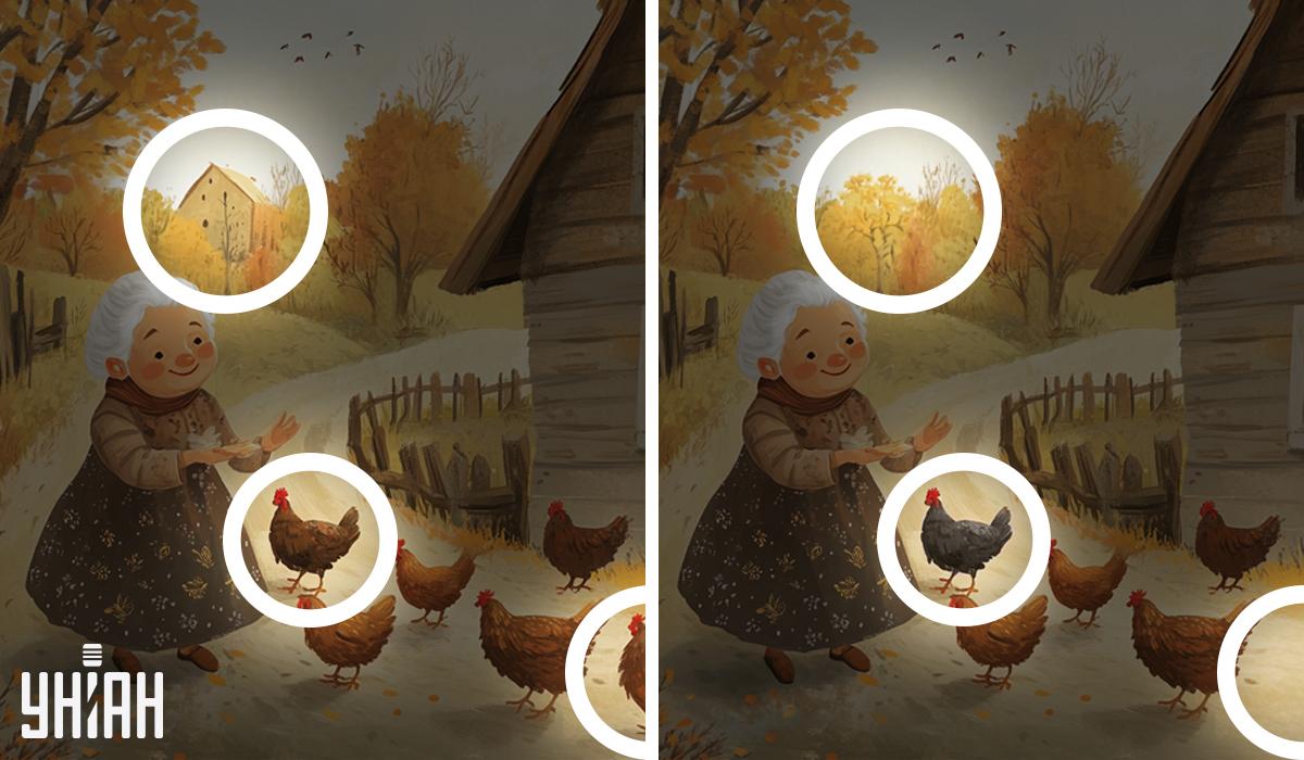 Koláž Moje s vyznačenými rozdíly