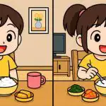 IQ test: najděte 3 rozdíly na obrázku dívky u stolu