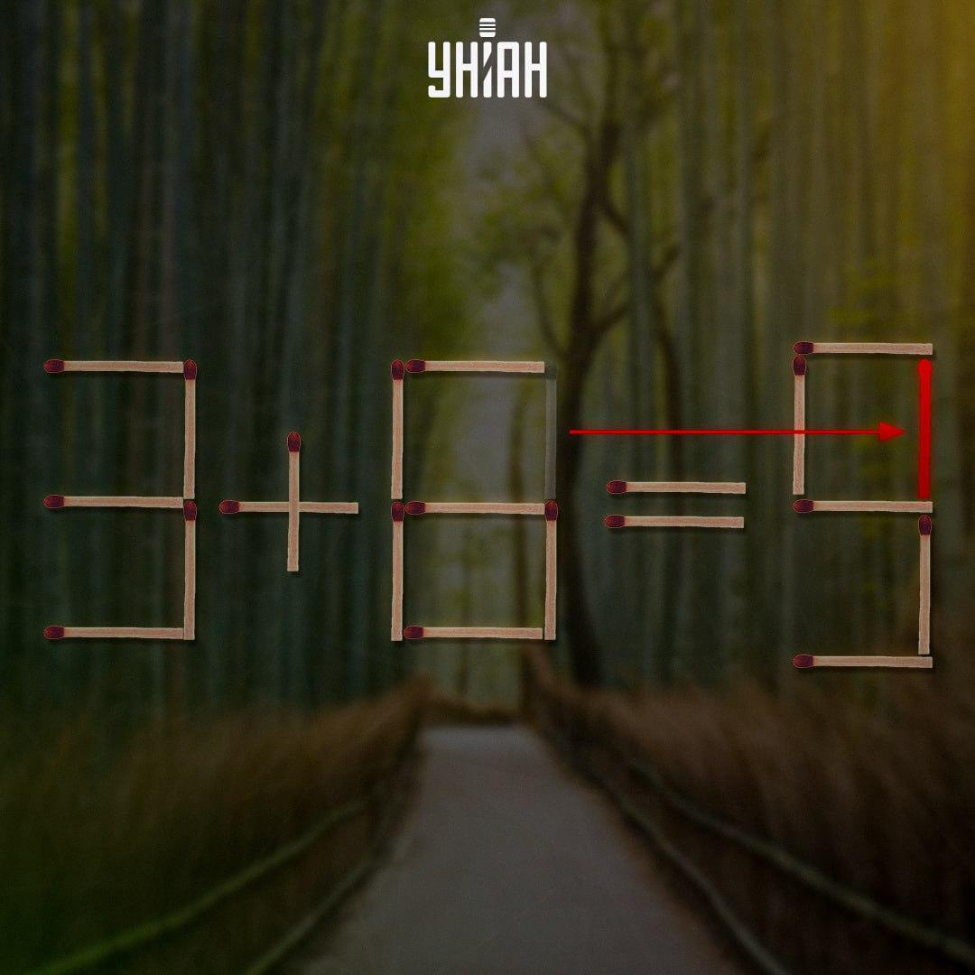 Za znaménkem rovnosti by mělo vzniknout číslo 9 / koláž Moje